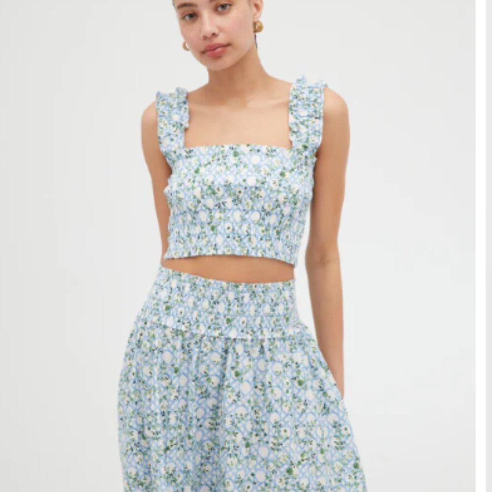 Hill House Home Azalea Nap Top | Basketweave Vine Blue | Size XL